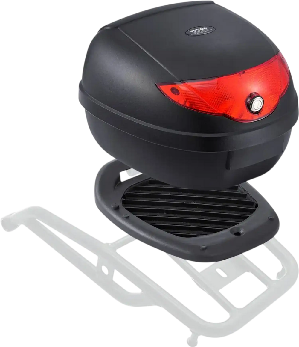 VEVOR Motorcycle Top Case, Universal Durable PP Material Motorbike Tail Box with Reflective Panel, 24L Waterproof Detachable Motorcycle Top Box with Multi-Hole Base, Fit for 99% of Motorcycle Frames