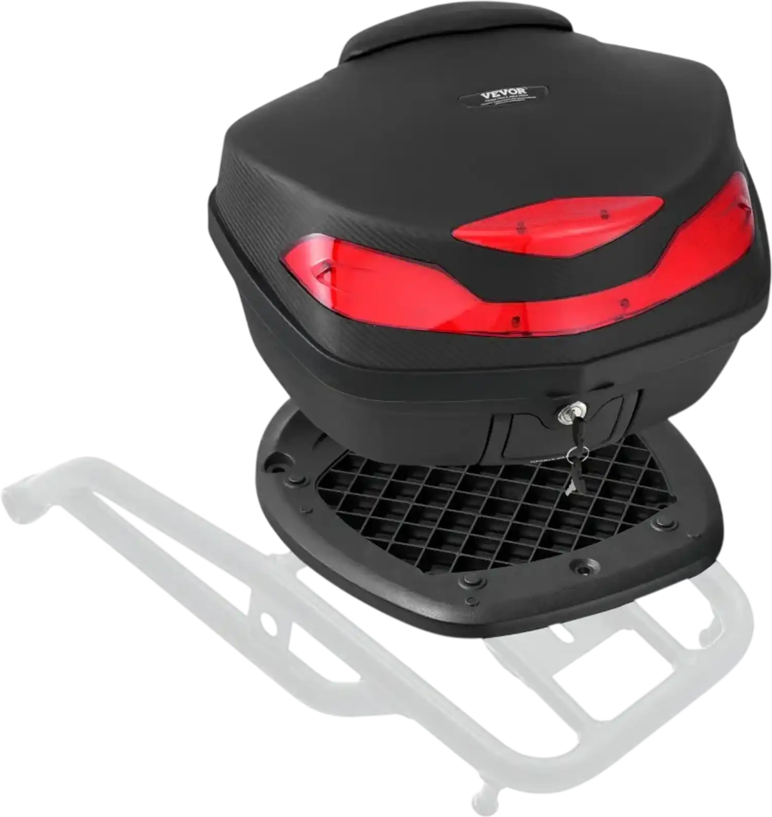 Vevor Motorcycle Top Case 48L Waterproof Detachable Tail Box with Reflective Panel New