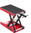 VEVOR Motorcycle Lift, 1100 lbs Motorcycle Scissor Lift Jack with Wide Deck & Lock Pin, 3.74"-13.38" Center Hoist Crank Stand, Steel Scissor Jack for Street Bikes, Cruiser Bikes, Touring, Red/Black
