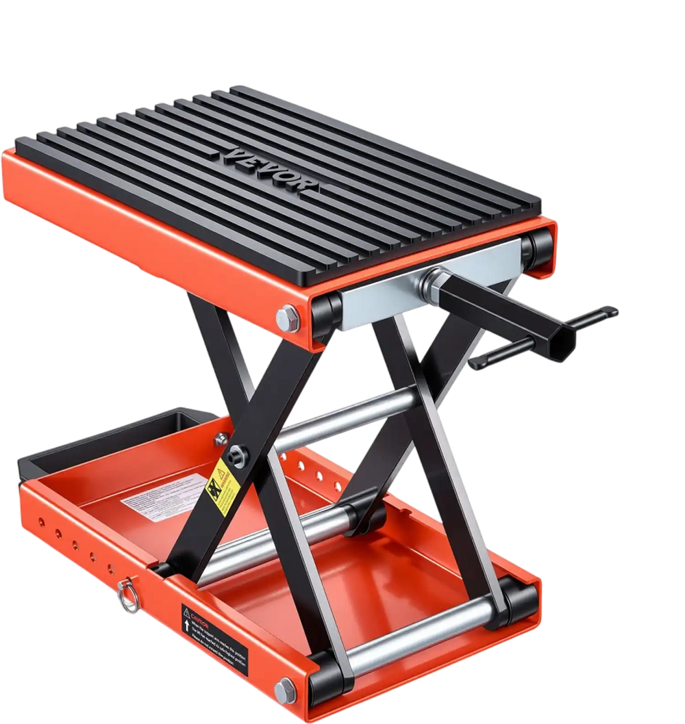 VEVOR Motorcycle Lift, 1500 lbs Motorcycle Scissor Lift Jack with Wide Deck & Lock Pin, 4.13"-13.77" Center Hoist Crank Stand, Steel Scissor Jack for Street Bikes, Cruiser Bikes, Touring Motorcycles