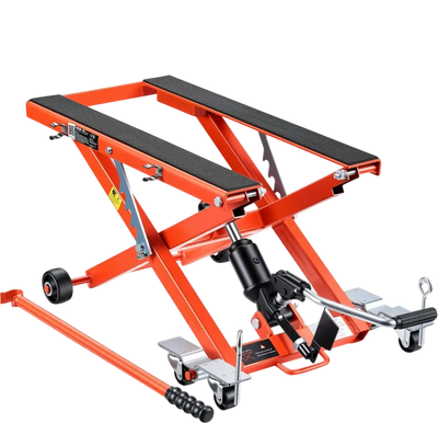 VEVOR Hydraulic Motorcycle Lift Jack, 1100 lbs Capacity, Scissor Lift Jack Portable Motorcycle Hoist Stand with 6 Wheels, 4.72