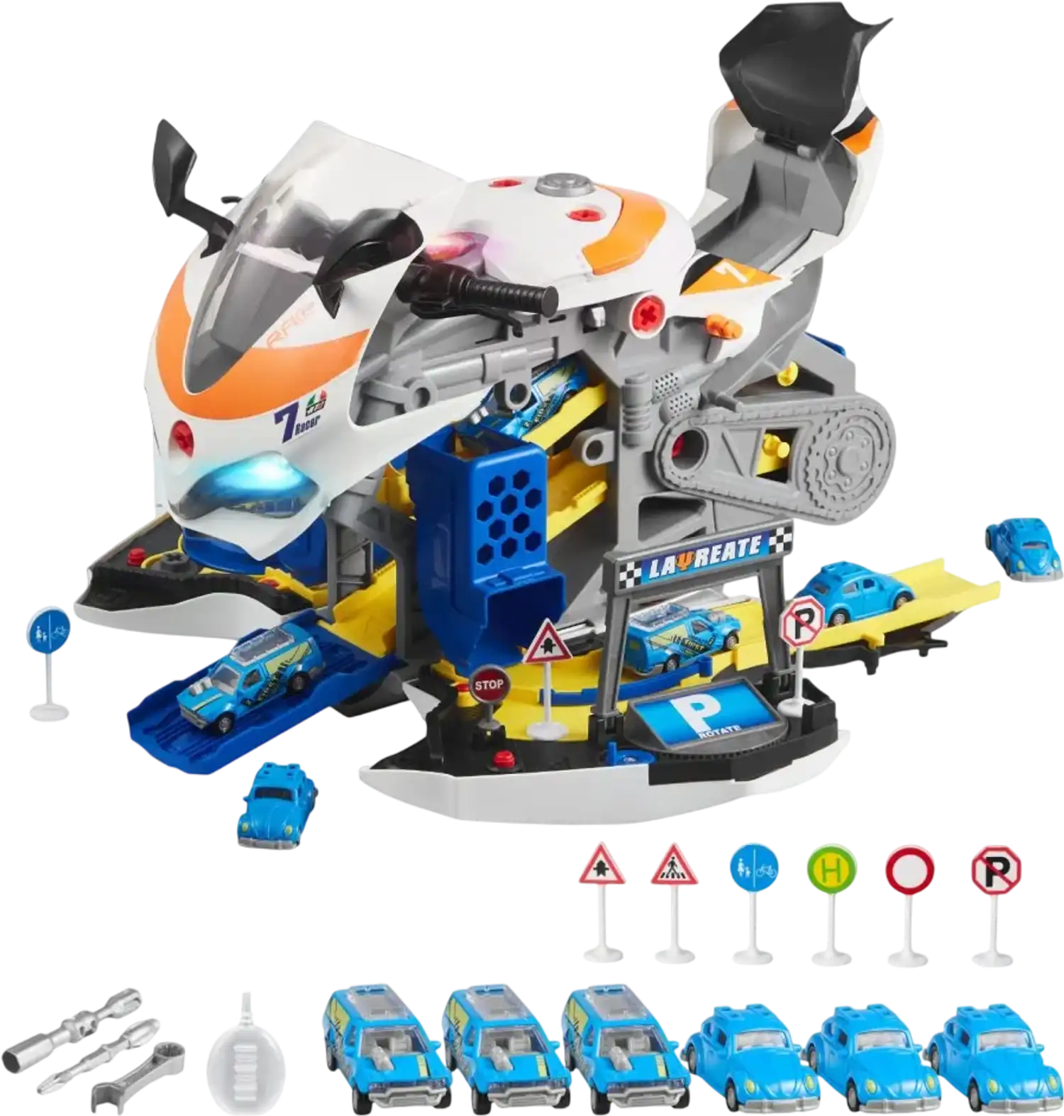 Vevor Motorcycle Engine Toy Kids Mechanic Workshop Set with Lights Sounds & Racing Track New