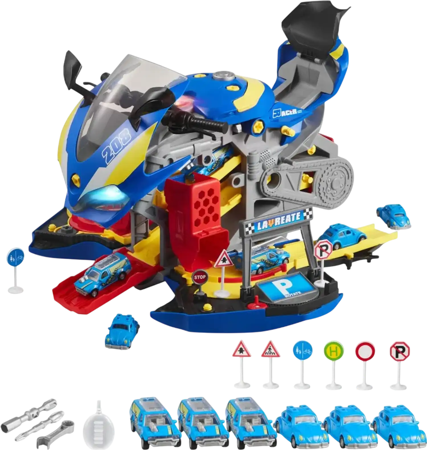 Vevor Motorcycle Engine Toy 6-in-1 Transform Play Set Blue New