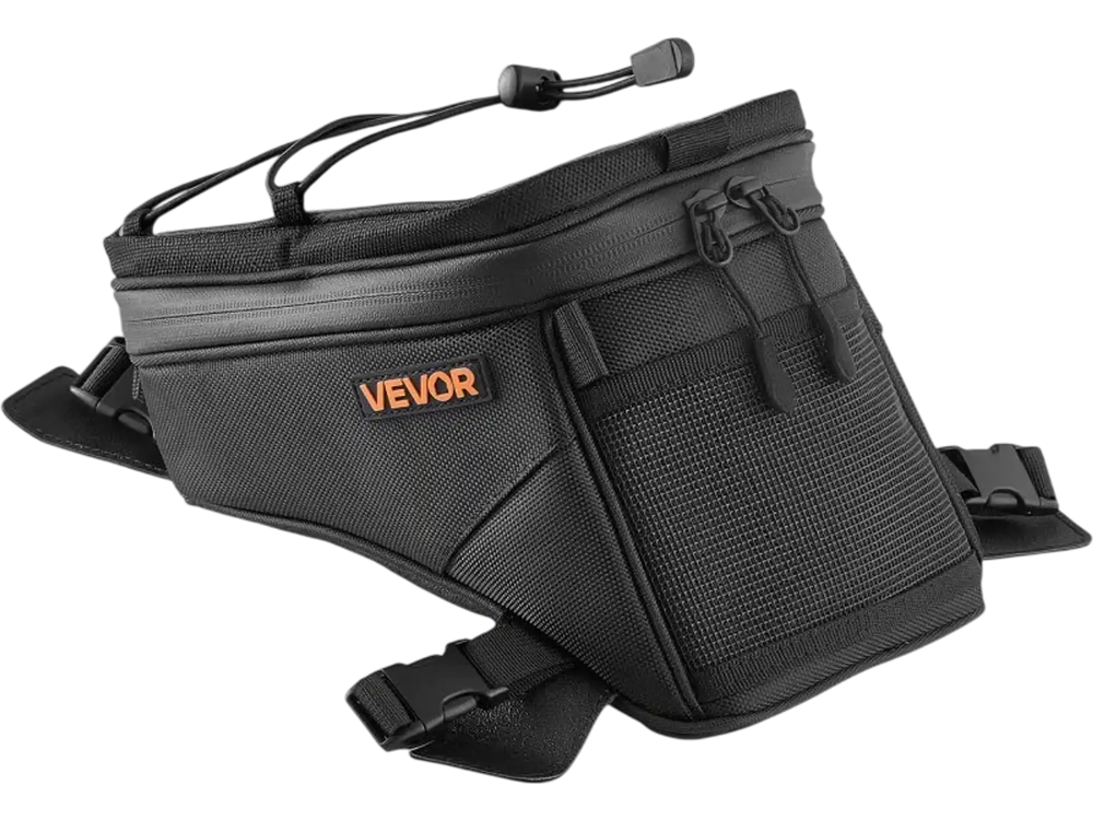 VEVOR Motorcycle Tank Bag, Small Black Motorbike Storage Bag Accessories, For ADV, Dual Sport, Touring & Dirt Bikes, Touchscreen Phone Map Pocket, YKK Zippers, Quick-Release Straps, with Rain Cover