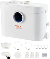 VEVOR Macerator Pump, 700W, 9600 L/h Flow, 32.8 ft/10 m Head, Macerator Sewerage Sump Pump with 3 Water Inlets for Toilet, Basement, Kitchen, Sink, Shower, Bathtub Waste Water Disposal Upflush Machine
