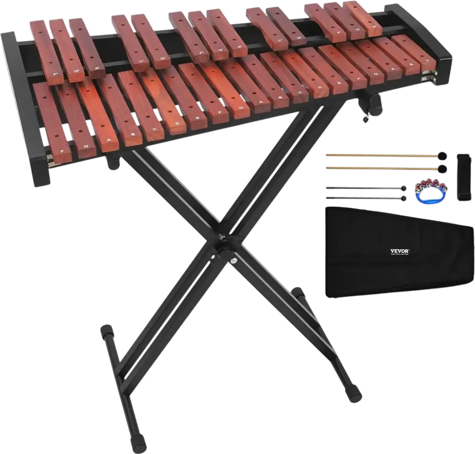 Vevor Glockenspiel Xylophone 32-Note Wooden Percussion Instrument with Adjustable Stand New