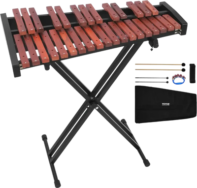 Vevor Glockenspiel Xylophone 32-Note Wooden Percussion Instrument with Adjustable Stand New