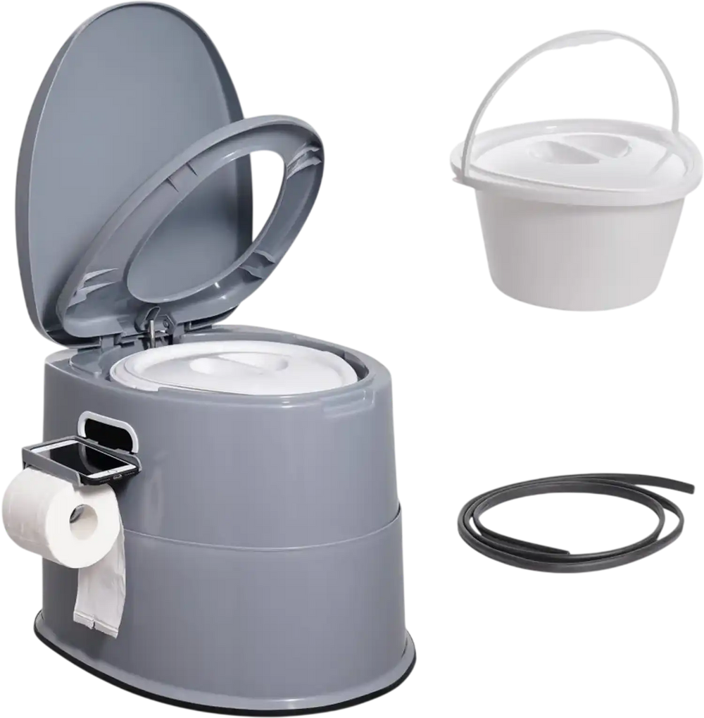 VEVOR Portable Toilet for Camping, Porta Potty with 1.3 Gal Detachable Inner Bucket & Removable Paper Holder, Commode with Dual Lids, Travel Toilet for Adults Kids Outdoor Camping Car Long Road Trips