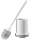 VEVOR Toilet Brush and Holder Set, Toilet Bowl Brush and Holder with Comfortable PP Handle, Compact Bathroom Scrubber Cleaner, Deep Cleaning and Drip-Proof, for Bathroom, RV & Toilets (White & Grey)