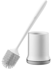 VEVOR Toilet Brush and Holder Set, Toilet Bowl Brush and Holder with Comfortable PP Handle, Compact Bathroom Scrubber Cleaner, Deep Cleaning and Drip-Proof, for Bathroom, RV & Toilets (White & Grey)