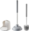 VEVOR Toilet Brush and Plunger Set, 2-in-1 Toilet Bowl Brush Plunger Combo with Ventilated Holder, 360° Deep Cleaning and Drip-Proof Bathroom Supplies, for Bathroom, RV and Toilets (White & Grey)