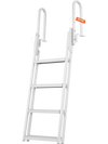 VEVOR Dock Ladder Flip Up 4 Steps, 350lbs Load Capacity, Aluminum Pontoon Boat Ladder with 4" Wide Step & Nonslip Rubber Mat,Swimm Step Ladder for Ship/Lake/Pool/Marine Boarding