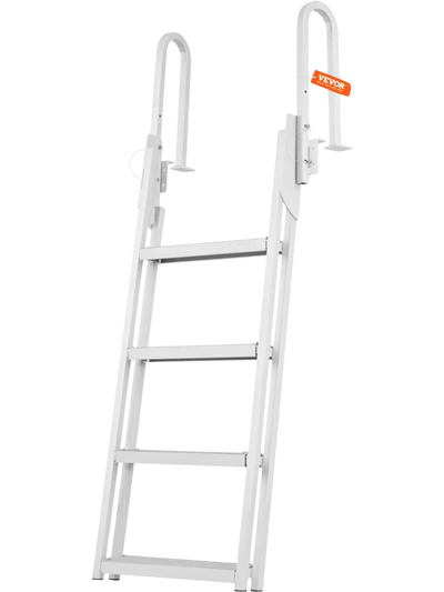 Vevor Dock Ladder Flip-Up 4-Step Aluminum Pontoon Boat Boarding Ladder New