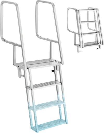 Vevor Dock Ladder 4-Step Flip-Up Aluminum Alloy Pontoon Boat Swim Ladder New