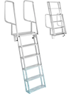 VEVOR Flip-Up Dock Ladder, 6-Step, Heavy-Duty Aluminum Alloy Pontoon Boat Swim Ladder, with Non-Slip Wide Steps, 350 lbs Weight Capacity, Pull Rope Assist, Comfort Use for Lake Pool Marine Boarding