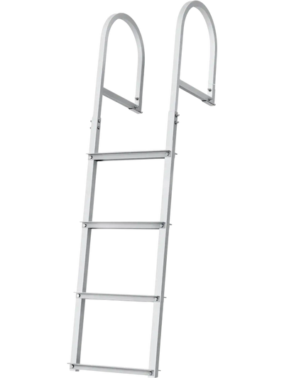 VEVOR Dock Ladder, Removable 4 Steps, 500 lbs Load Capacity, Aluminum Alloy Pontoon Boat Ladder with 3.1'' Wide Step & Nonslip Rubber Mat, Easy to Install for Ship/Lake/Pool/Marine Boarding