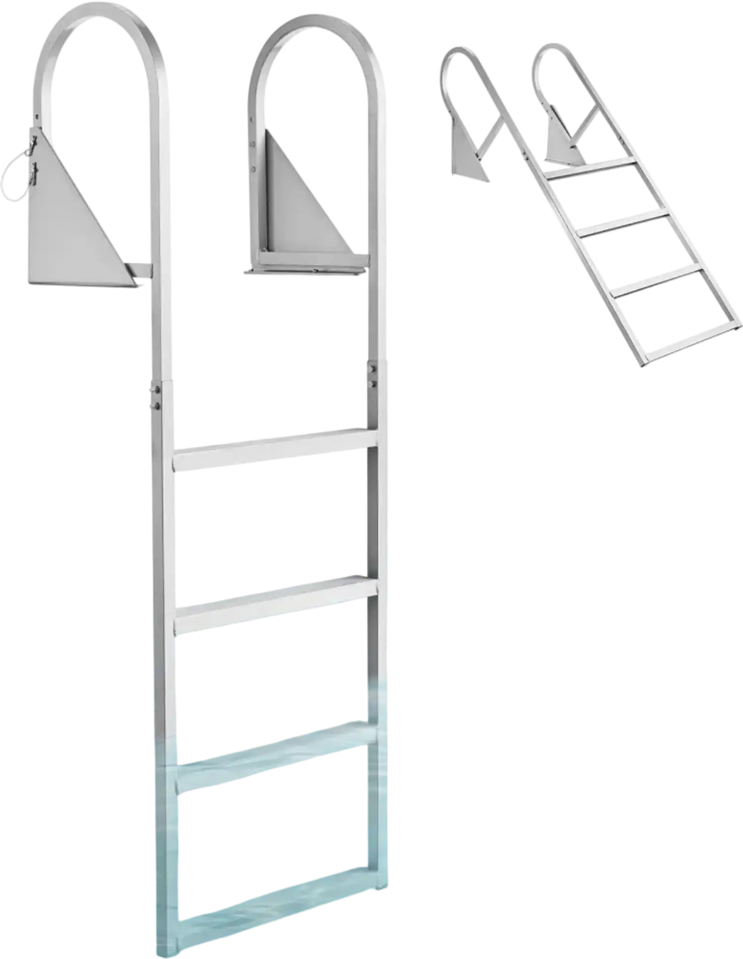 Vevor Dock Ladder Flip-Up 4-Step Heavy-Duty Aluminum Alloy Pontoon Boat Swim Ladder New