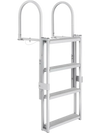 VEVOR Dock Ladder, Retractable 4 Steps, 350 lbs Load Capacity, Aluminum Alloy Pontoon Boat Ladder with 55.1''-67.1'' Adjustable Height, 4'' Wide Step & Rubber Mat, for Ship/Lake/Pool/Marine Boarding