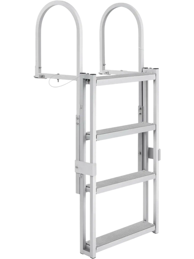 Vevor Dock Ladder Retractable 4-Step Adjustable Aluminum Boat Ladder New