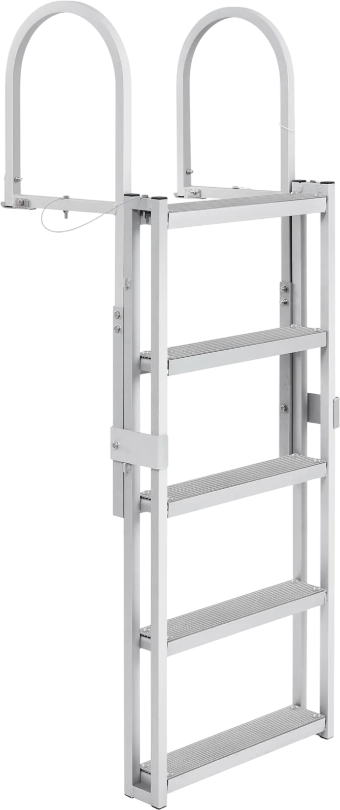 VEVOR Dock Ladder, Retractable 5 Steps, 350 lbs Load Capacity, Aluminum Alloy Pontoon Boat Ladder with 66.9''-78.9'' Adjustable Height, 4'' Wide Step & Mat, for Ship/Lake/Pool/Marine Boarding