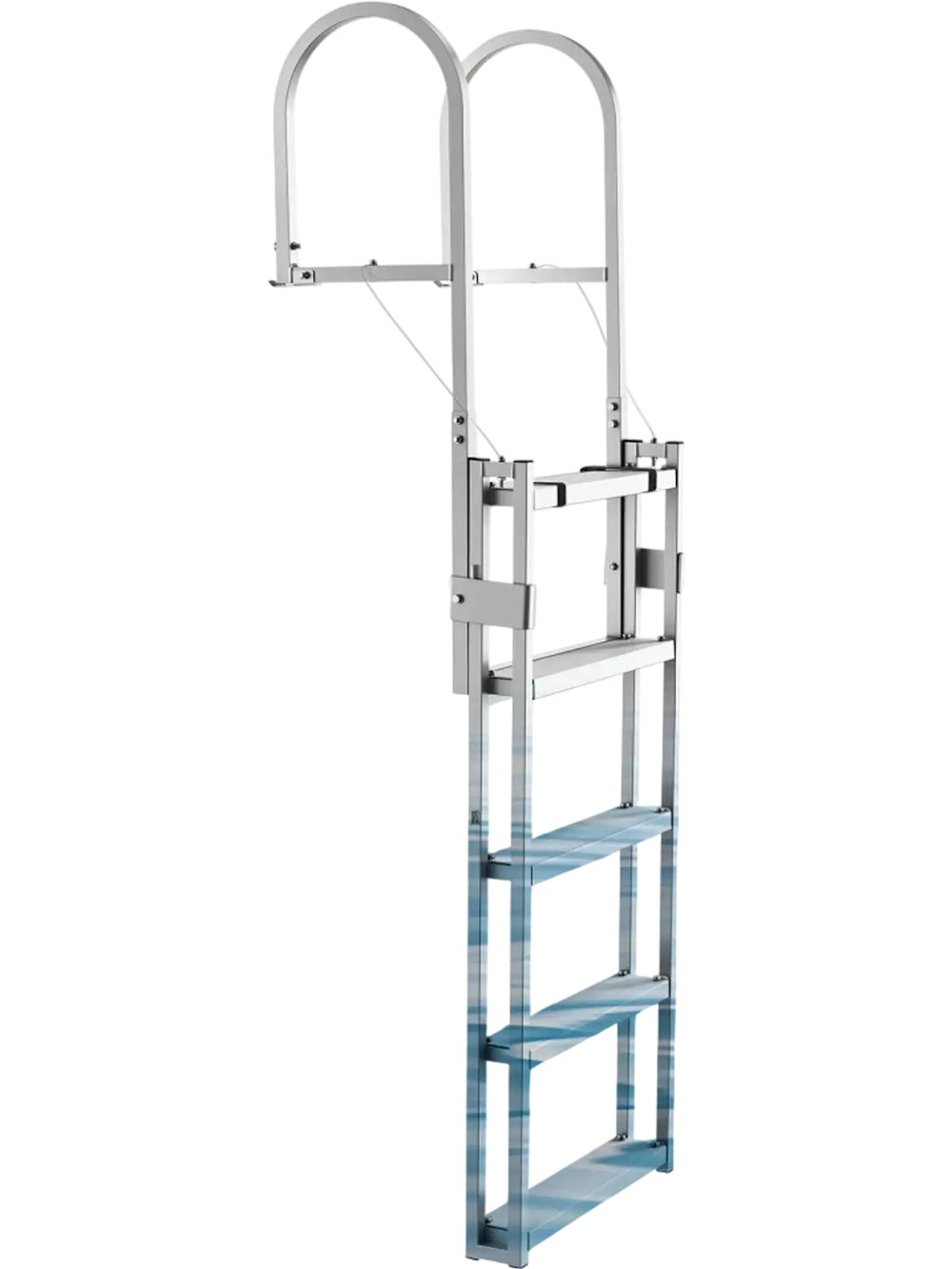 VEVOR Retractable Dock Ladder, 5 Steps, Aluminum Alloy Pontoon Boat Swim Ladder, with Non-Slip Wide Steps, 350 lbs Weight Capacity, Adjustable Height, for Lake Swimming, Pool, Boat, Marine Boarding