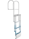 VEVOR Retractable Dock Ladder, 4 Steps, Aluminum Alloy Pontoon Boat Swim Ladder with Auto-Lift Float, Non-Slip Wide Steps, 500 lbs Weight Capacity, Adjustable Height, for Lake Pool Marine Boarding