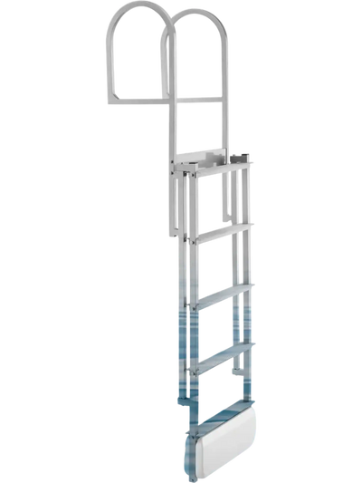 VEVOR Retractable Dock Ladder, 5 Steps, Aluminum Alloy Pontoon Boat Swim Ladder with Auto-Lift Float, Non-Slip Wide Steps, 500 lbs Weight Capacity, Adjustable Height, for Lake Pool Marine Boarding
