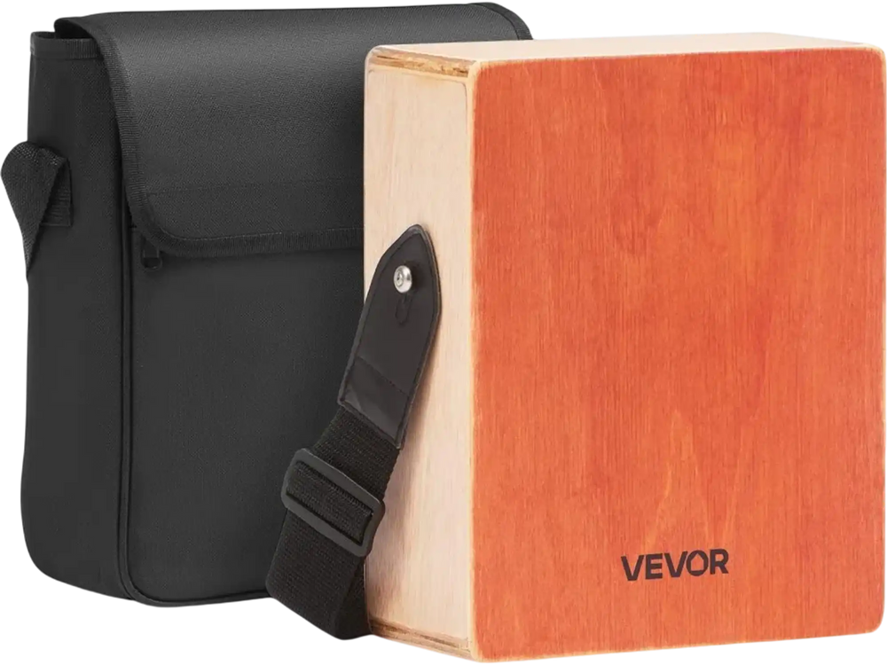 VEVOR Cajon Box Drum Wood Percussion Instrument with Guitar Strings Travel Bag Strap