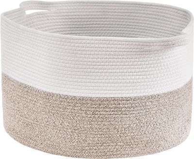 Vevor Blanket Basket 67L Cotton Rope Woven Storage Basket with Handles 20
