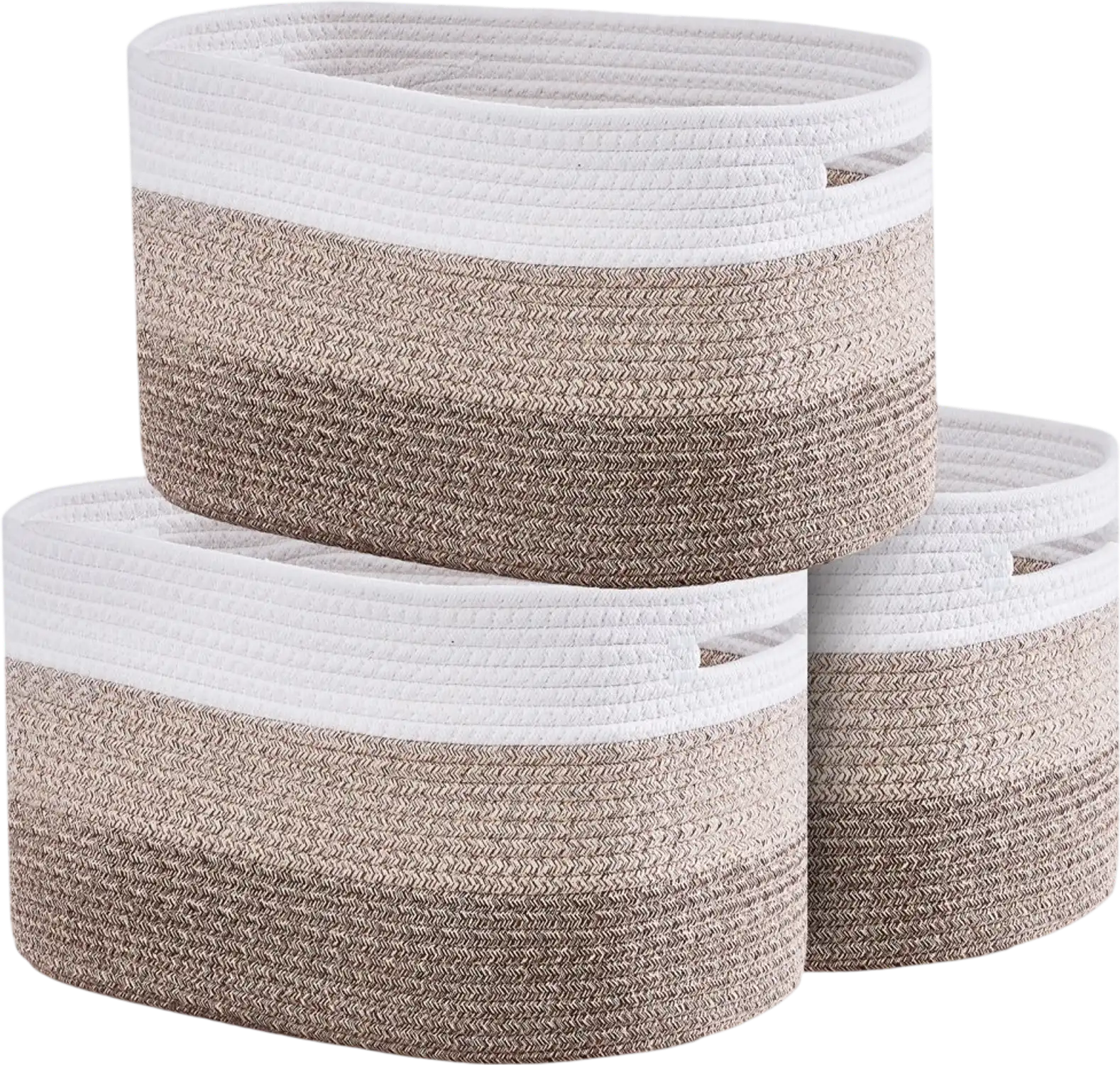 Vevor Storage Basket Cotton Rope 3-Pack 22L Woven Organizer 15 x 10 x 9