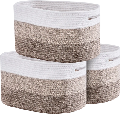 Vevor Storage Basket Cotton Rope 3-Pack 22L Woven Organizer 15 x 10 x 9