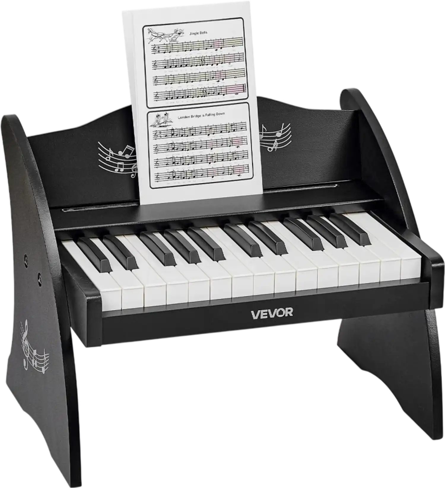 Vevor Kids Piano Keyboard 25-Key Wooden Digital Piano Black New