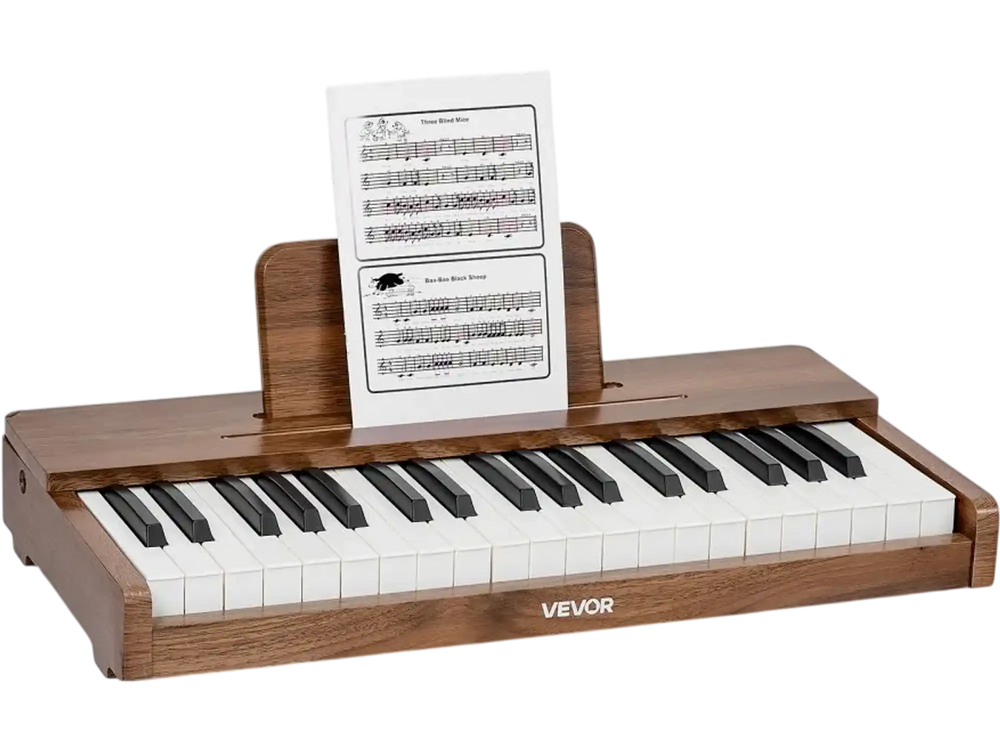 VEVOR Kids Piano Keyboard, 37 Keys Wooden Digital Piano for Kids, Mini Music Educational Instrument Toy with Realistic Sound, Dual Power, Adjustable Volume for Toddlers, Boys Girls Learning,Walnut
