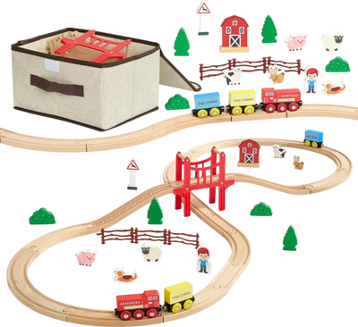 Vevor Wooden Train Track Set 39-Piece Farm Countryside Magnetic Train Toy New