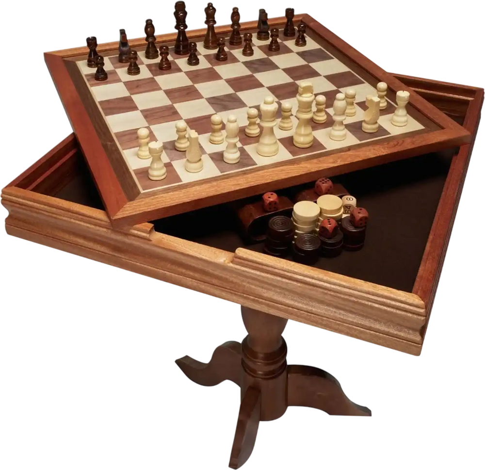 VEVOR 3-IN-1 Chess Checkers Backgammon Table Set, 18 Inch Premium Wooden Chess Table, Deluxe Combo Game Table Furniture Set, Chess Set Board Game Gift for Family Board Games