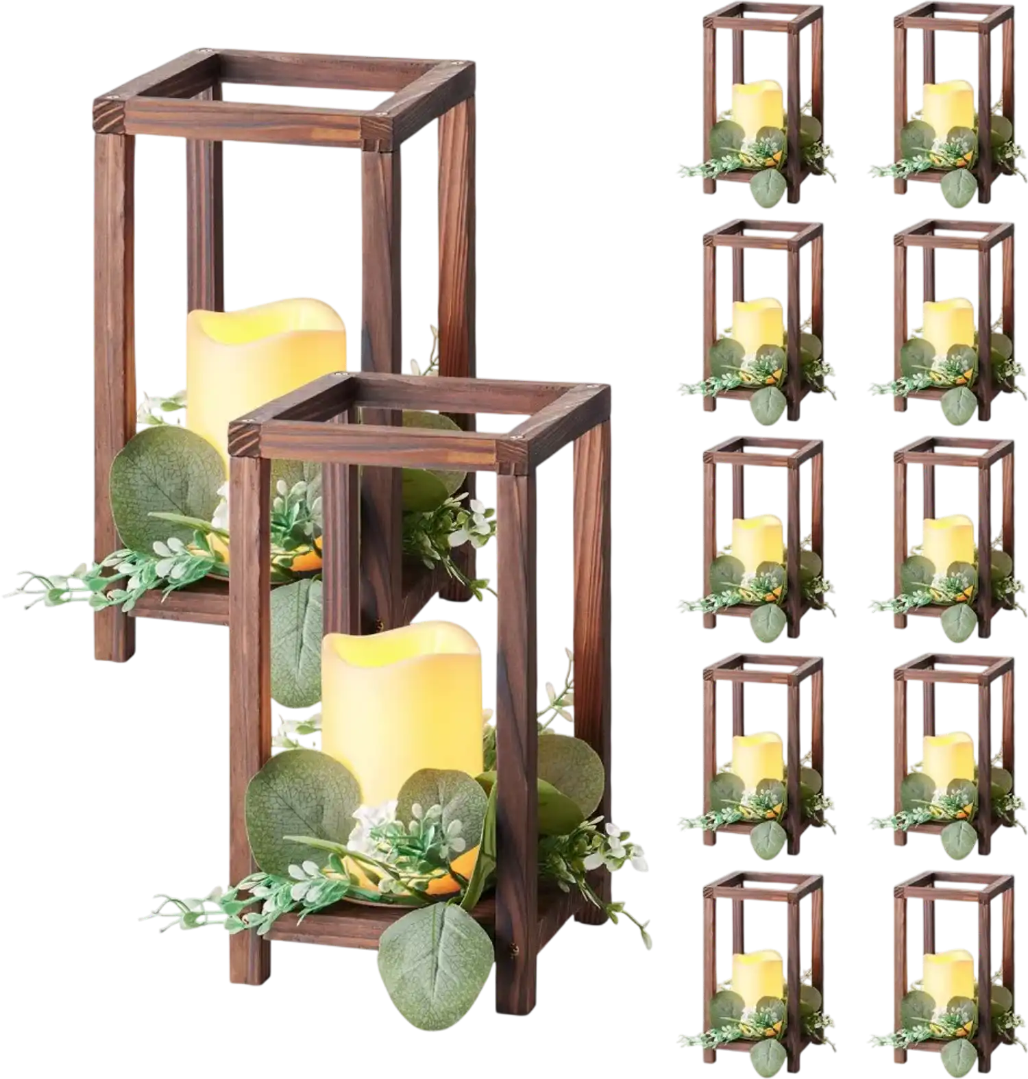 Vevor Wood Lantern Set Wedding Centerpiece Brown 36 Pcs New