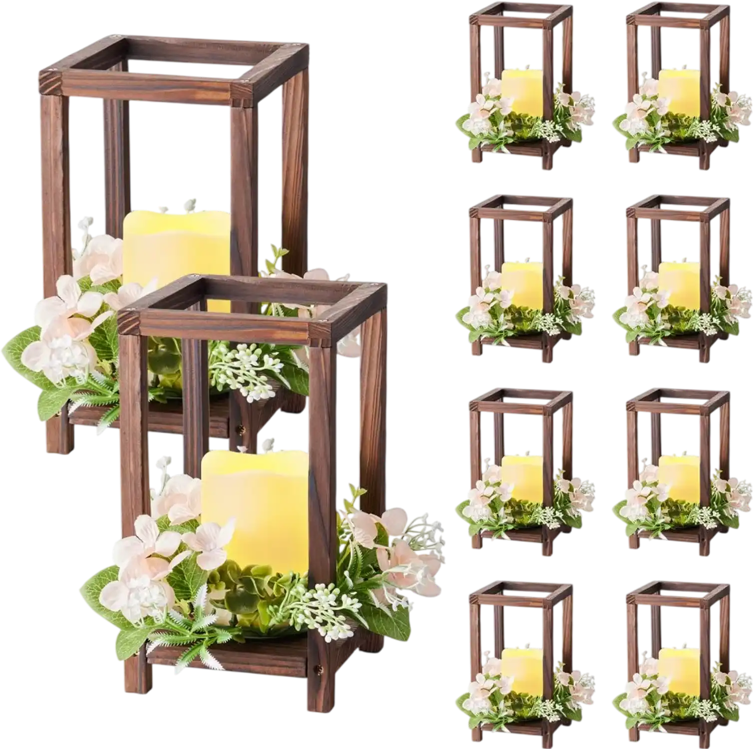 Vevor Wooden Wedding Lantern Centerpiece Set Brown 30-Pc New
