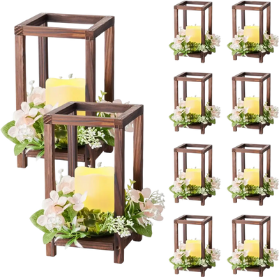 Vevor Wooden Wedding Lantern Centerpiece Set Brown 30-Pc New
