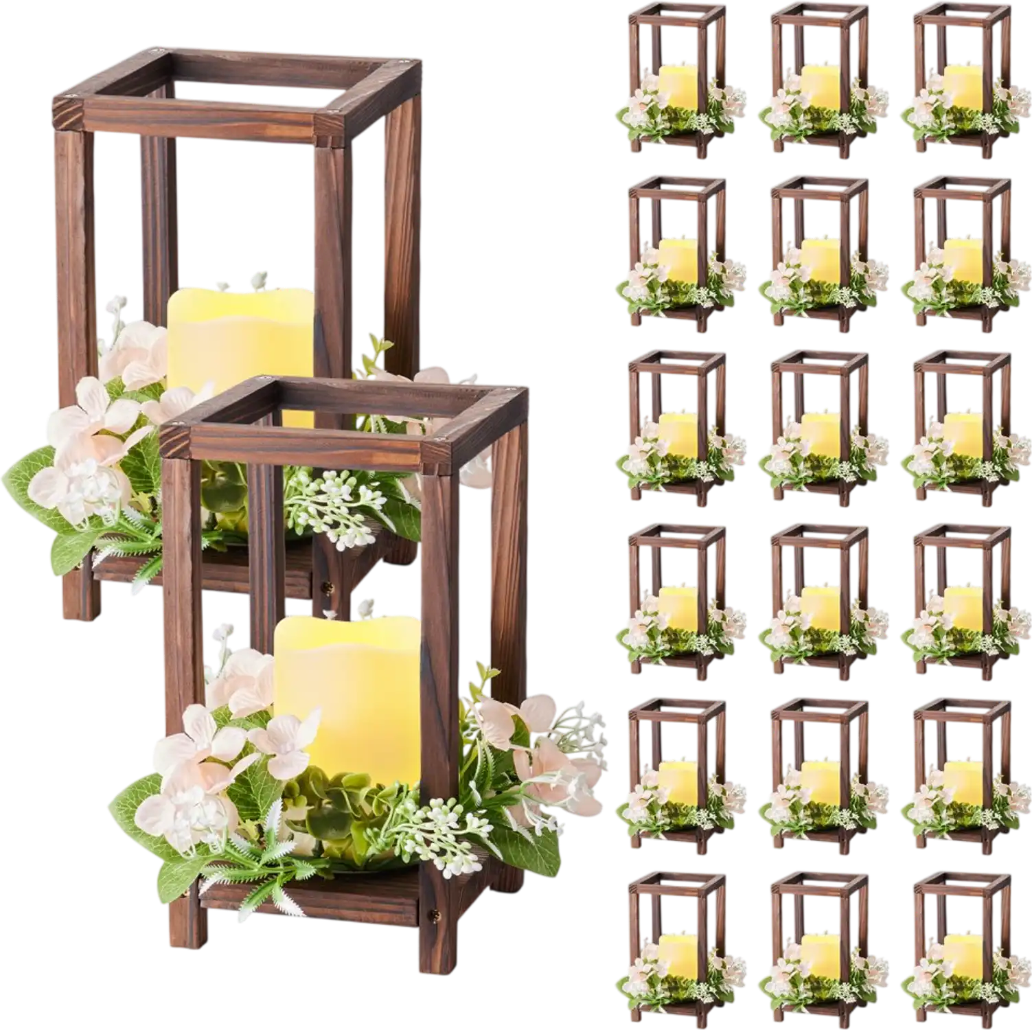 Vevor Wood Lantern Candle Holder Wedding Centerpiece Set 20-Set Brown New