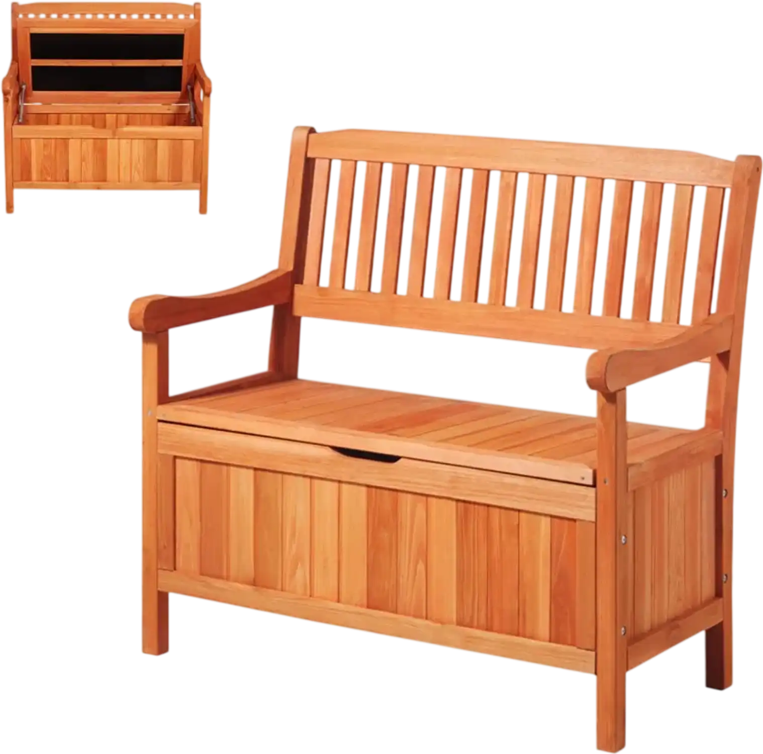 Vevor Storage Bench 33 Gal 2-Person Outdoor Wood Deck Box Natural Wood New