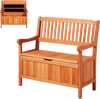 VEVOR Outdoor Storage Bench, 2-Person Wooden Storage Bench, 33 Gallons Deck Box with Side Handle, Supports up to 705 lbs, Outdoor Seating & Porch Decor, for Patio Garden Balcony Yard