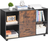 VEVOR 2 Drawer Wooden File Cabinet, Mobile Filing Cabinet with Open Shelves, Lateral Rolling File Storage with Lockable Wheels, Modern Free Standing Printer Stand for Home, Office, School, Black