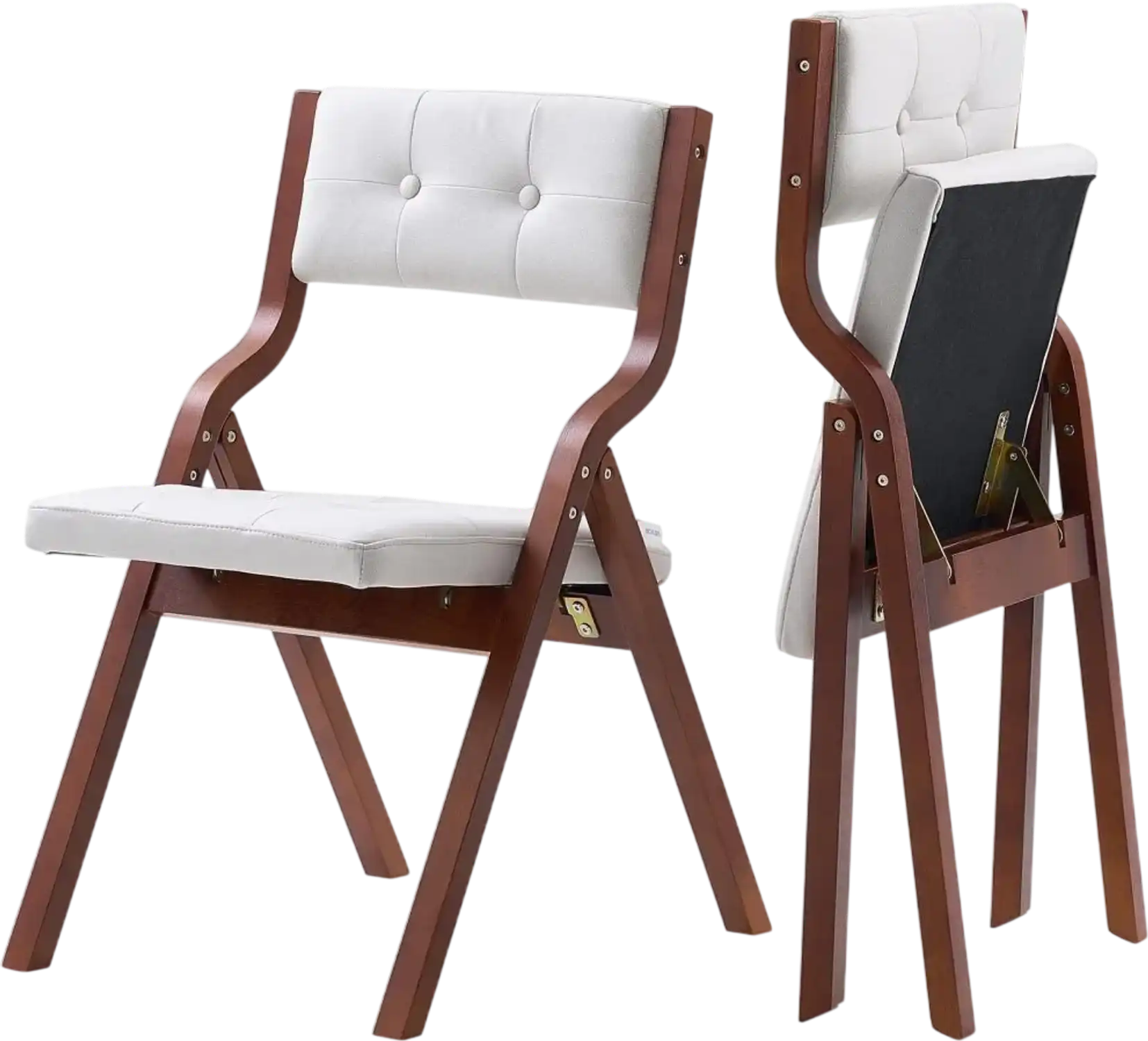 Vevor Folding Chairs Wooden Padded Cushion Set of 2 White New