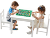 VEVOR Kids Activity Table and 2 Chairs Set, Building Blocks Double-Sided Tabletop, Toddler Table and Chair Set with Storage for Kids 3+ Years, Large Storage Space, Present for Boys & Girls, White