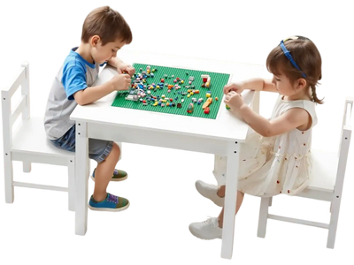 Vevor Activity Table Kids Building Block Table and 2 Chairs Set New