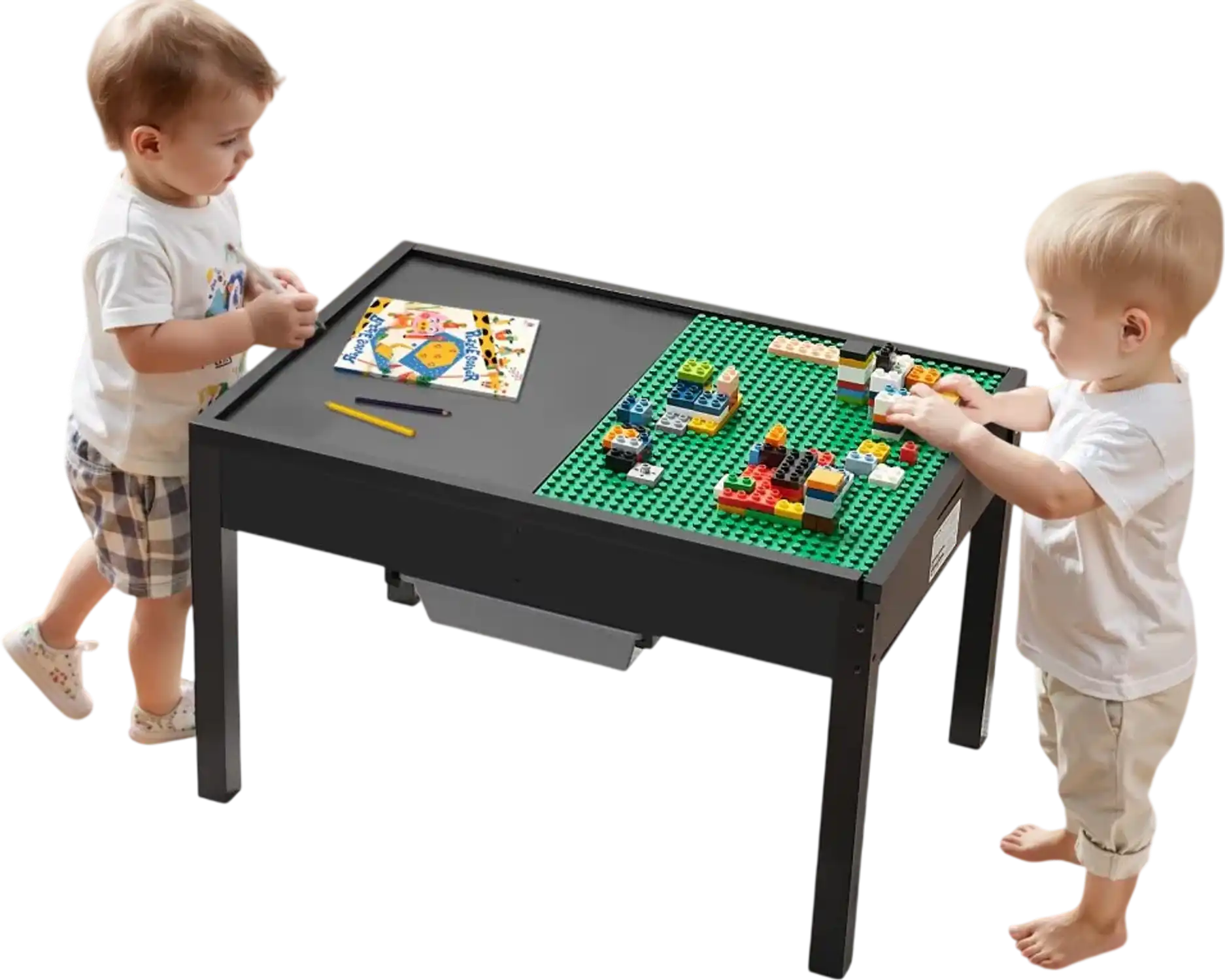 Vevor Activity Table Kids Wooden Multi-Purpose Play Table with Storage Black New