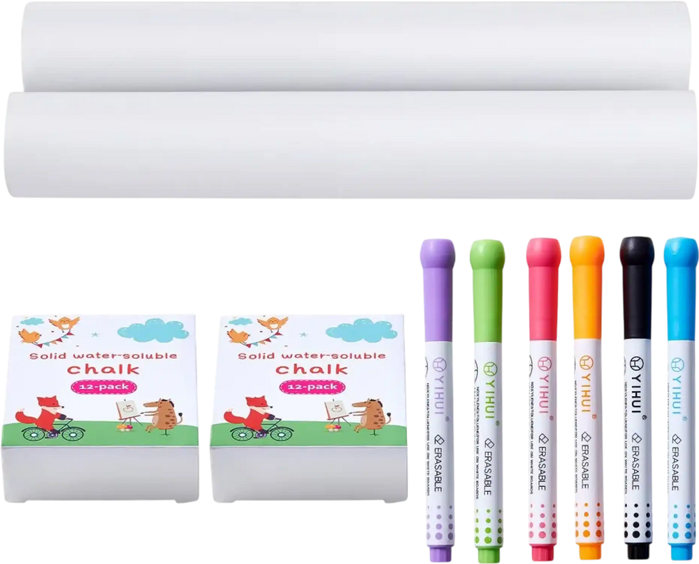 VEVOR Easel Accessory Set, 32 PCS Kid's Art Easel Painting Kit Including Chalks, Dry-Erase Markers & Paper Rolls, Supplies Set for Tabletop Art Easel, Painting Accessories for Toddlers Boys and Girls