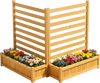 VEVOR Wooden Privacy Fence, 36 x 45 inch Air Conditioner Fence, 2 Slatted Panel Solid Outdoor Wood Privacy Screen with 2 Planters, Metal Stakes, Trash Can Hider Fences Suitable for Garden, Pool