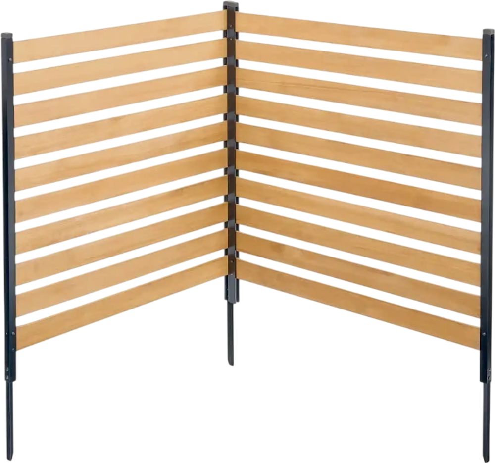 VEVOR Wood Privacy Fence, 38" W x 42" L, 2-Panel Slatted Air Conditioner Fence Screen, Pool Equipment Enclosure with Metal Stakes, Easy DIY Installation, Outdoor Trash Can Hider for Garden Decoration