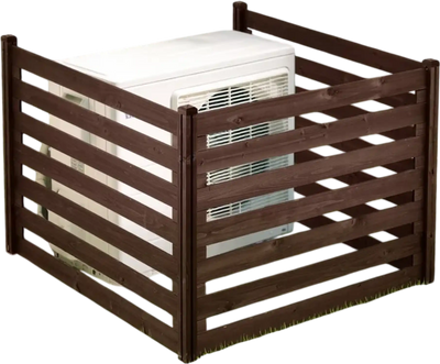 VEVOR Wooden Privacy Fence, 48 x 37 inch Air Conditioner Fence, 3 Panel Solid Outdoor Wood Privacy Screen with Metal Stakes, Steel Frame, Trash Can Hider Fences Suitable for Garden, Pool